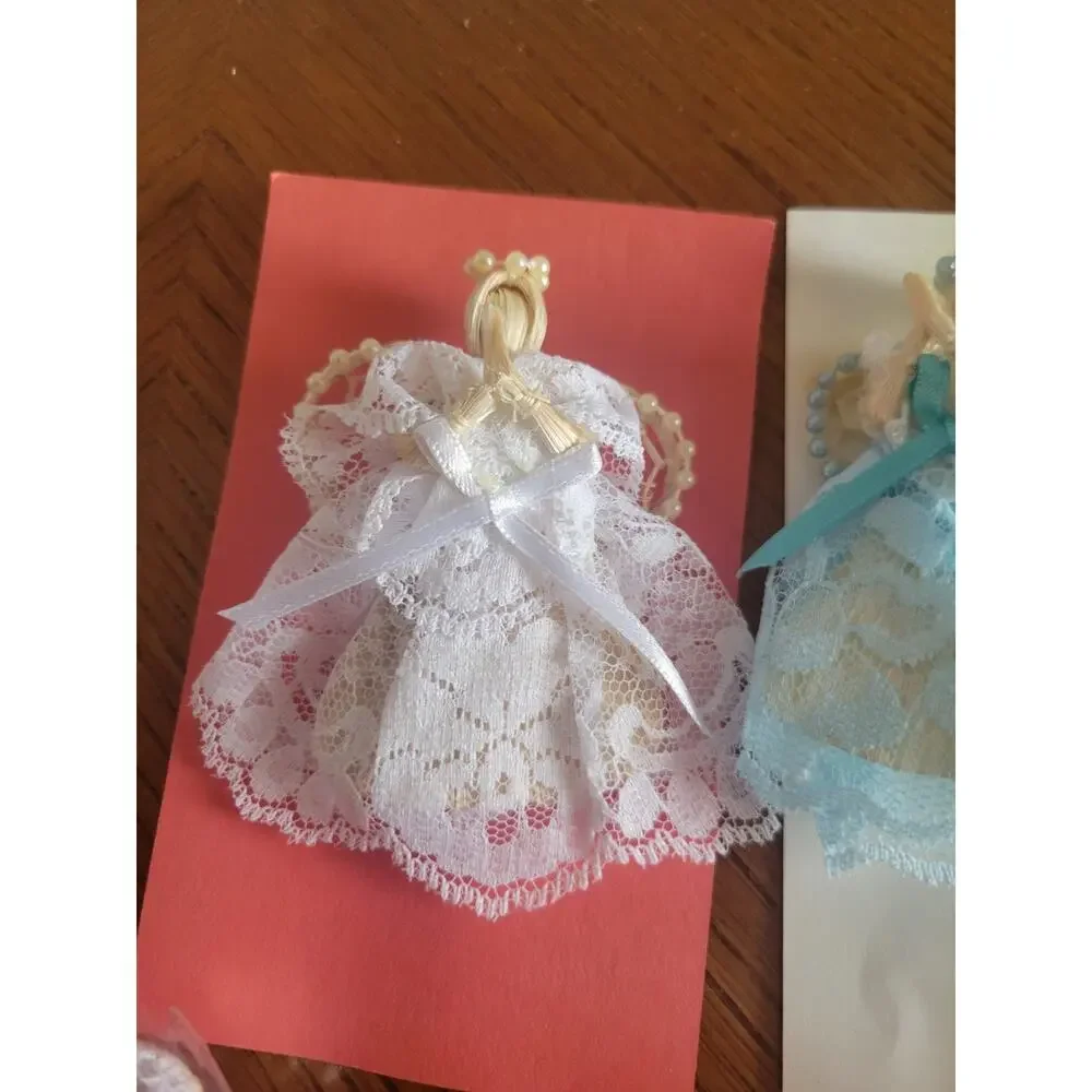 Handmade Praying Angel Pins Lace Dress jewelry Christmas Ornaments Lot of‎ 7